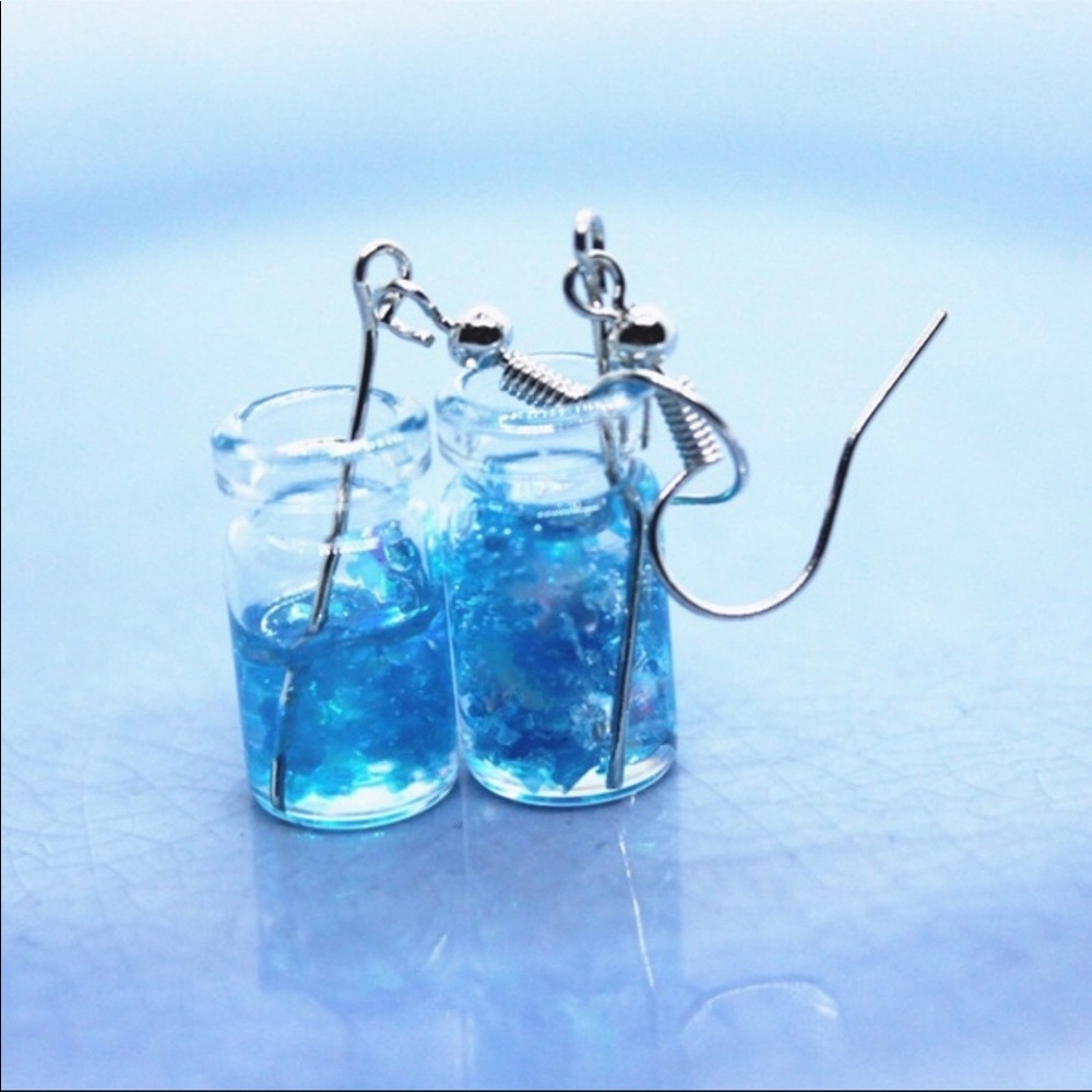 Blue bottle earrings